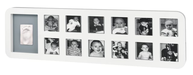 Baby Art First Year Print Frame  White & Grey