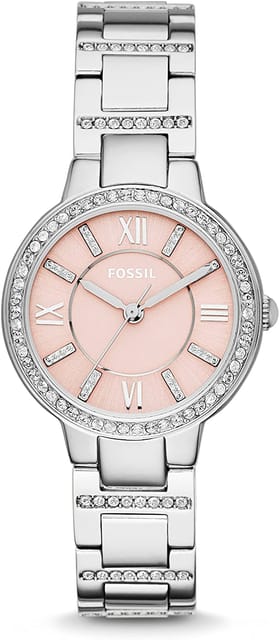 Fossil Women's Virginia Quartz Stainless Steel Dress Quartz Watch Standard pink