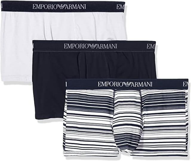 Emporio Armani Men'S 3 Pack Boxer-7P722 (S Multicoloured (Dark-Blue St/Bco 43935))
