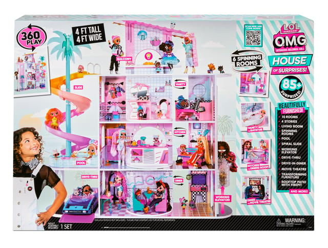 L.O.L. Surprise OMG House of Surprises-New Real Wood Doll House with 85+ Surprises, 4ft Tall