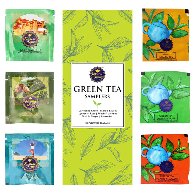 Green Tea Sampler by Karma Kettle - Pyramid Teabags (18)