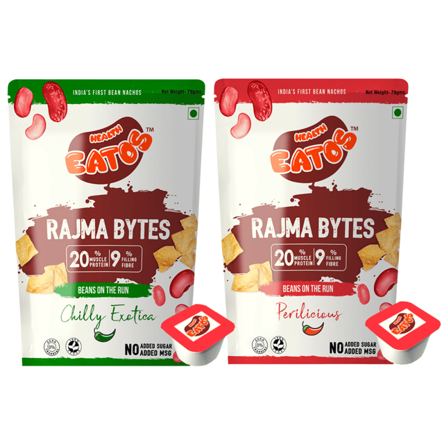 Assorted Rajma Bytes Nachos Combo by Health Eatos - 188 g (Pack of 2)  [ 1 x Perilicious + 1 x Chilly Exotica ]
