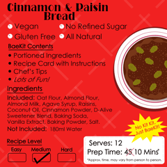 BaeKit Fresh Cinnamon & Raisin Bread by D-Alive (Vegan, Sugar-Free, Gluten-Free & All Natural & Healthy) - Easy Interactive DIY Baking Kit to Bake at Home, 700g