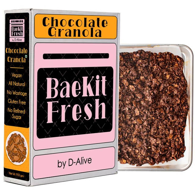 BaeKit Fresh Chocolate Granola by D-Alive (Vegan, All Natural, No Wastage, Gluten Free, No Refined Sugar) - Everything You Need to Make Granola at Home! 950g
