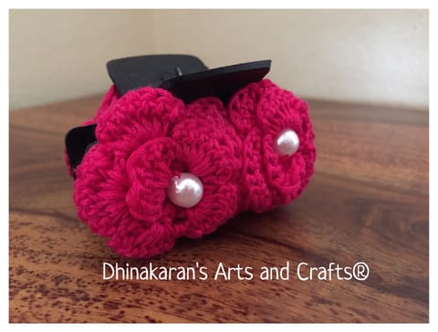Pink Rose Crochet HairClip