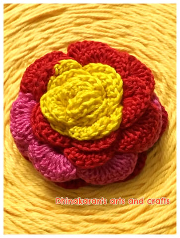 Bloom Rose Crochet Brooch Pin