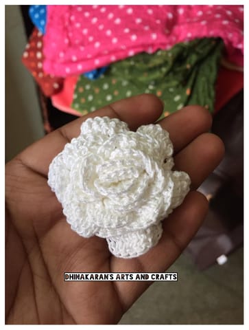 Milky Rose Crochet Brooch Pin