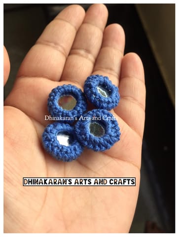 DENIM BLUE Mini Kutchwork Mirror Buttons