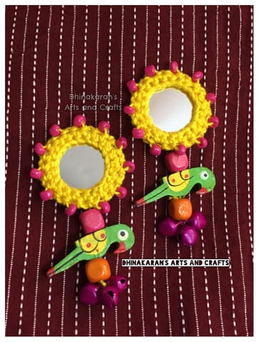 Gulaabo Kutchwork Mirror Tassels/Buttons-(60)