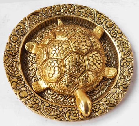 Showpiece Tortoise Statue With Plate- 6*6*1.6 inch (AS344 G)