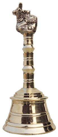 Brass Pooja Hand Bell, Nandi Ganti (1/2) (MOQ-  2 Pcs.) - 3.1*3.1*7.1 inch (F681 H)
