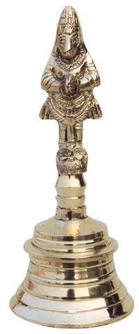 Brass Pooja Hand Bell, Hanuman Ganti (1/3) (MOQ- 3 Pcs.) - 2.7*2.7*6.3 inch (F677 G)