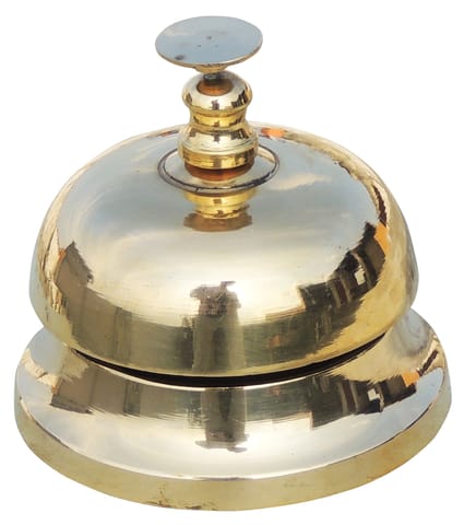 Brass Office Table Bell In Brass Polish Finish- 3.5*3.5*3 inch (Z160 A)