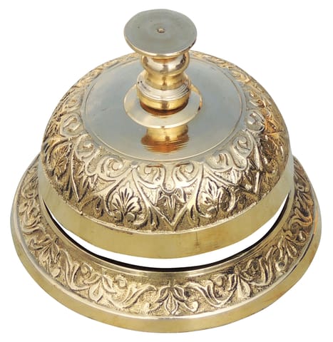 Brass Office Table Bell Embose - 3.7*3.7*3 inch (Z160 B)