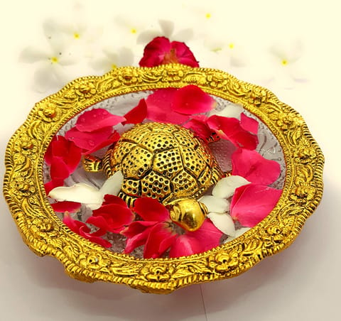 Showpiece Tortoise Statue With Glass Plate- 5.8*5.8*1 inch (AS154 G)