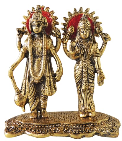 Aluminium Showpiece Vishnu & Laxmi Statue  - 6.5*3*7 Inch (AS400 G)