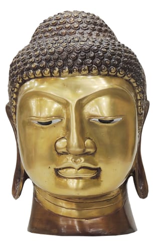 Brass Showpiece Buddha Head Statue - 7*6.5*9.5 Inch (BS791 A)