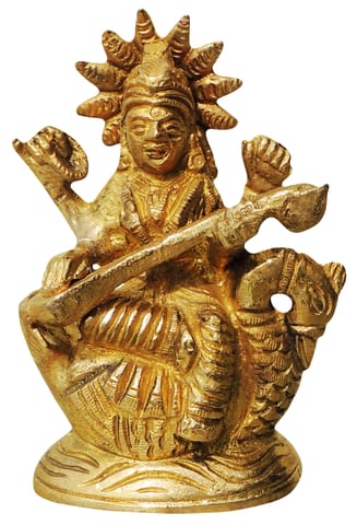 Brass Showpiece Saraswati Ji Statue - 2.5*1.5*3.5 Inch (BS816 A)
