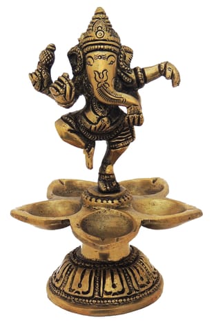 Brass Showpiece Dancing Ganesha Statue - 3.5*3.5*5.2 Inch (BS218 B)