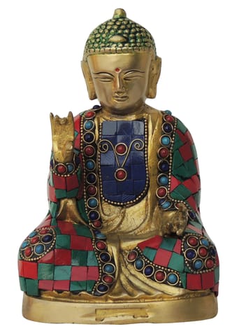Brass Buddha Statue With Stone Finish - 4.5*3.5*7 Inch (BS1383 D)