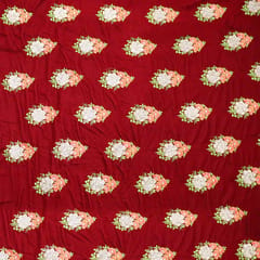 Velvet Floral Embroidery - Red - KCC90648