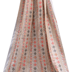 Georgette Floral Stripes sequins Embroidery - KCC1162537 - Beige