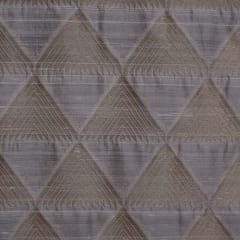Pure Brocade with triangular patterned zari work - White - KCC154864