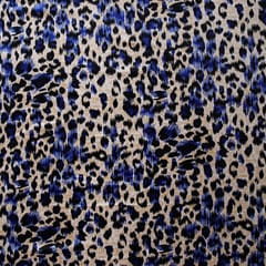 Velvet Lycra Blue Tiger Print - KCC96785