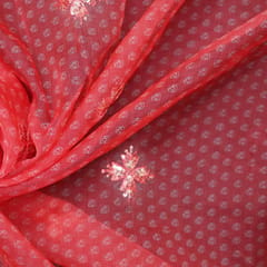 Organza Bandhani Floral Print Embroidery - Blush Pink - KCC165035