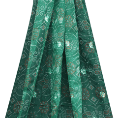 Organza Floral Bandhani Print Embroidery - Rama Green - KCC165025