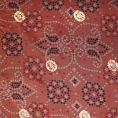 Organza Floral Bandhani Print Embroidery - Orange - KCC165030
