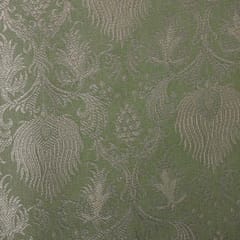 Semi Brocade with silver floral zari work -  Saga Green - KCC156360
