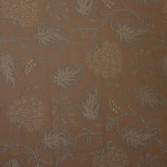 Semi Brocade with copper zari floral work - Brown - KCC156351