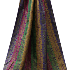 Multi - Colored Semi Brocade with traditional pattern stripes - KCC156340