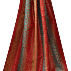 Multi -Colored Semi Brocade with traditional pattern stripes - KCC156342