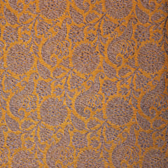 Pure Brocade Traditional Floral Copper Zari work  - Mustard Yellow - KCC167238