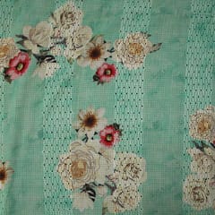 Mulmul Floral Print Embroidery - Light Green - KCC141177