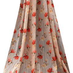 Mulmul Floral Print Embroidery - Beige - KCC139656