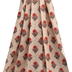 Mulmul Floral Print Embroidery - Beige - KCC400417