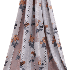 Mulmul Brown and White  Floral Print Embroidery - KCC138917