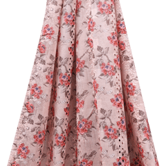 Mulmul Floral Print Embroidery - Peachy Pink - KCC139690