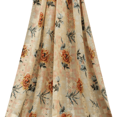 Mulmul Floral Print Embroidery - Light Yellow - KCC138901