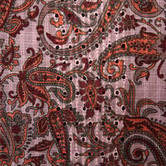 Mulmul  Traditional Print Embroidery - Rust  - KCC139684