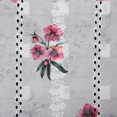 Mulmul Floral Print Embroidery - Grey - KCC138927