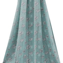 Mulmul Floral Print Embroidery - Aqua blue - KCC138928
