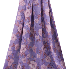 Cotton Floral Print Embroidery - Lavender - KCC138246