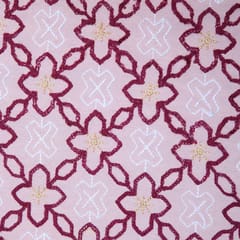 Linen Floral Jaal Print - Blush pink- KCC78224