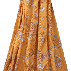 Chiffon Floral Print with Mirror Embroidery - Mustard Yellow- KCC104867