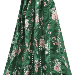 Chiffon Floral With Mirror Embroidery - Bottle Green-  KCC104875