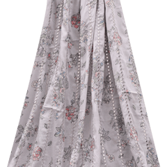 Chiffon Floral With Mirror Embroidery- Grey- KCC104877